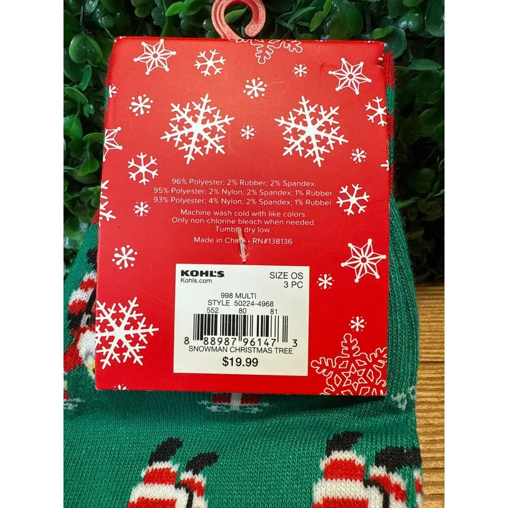 New Bundle Of 3 Pairs Of Adult Christmas Socks Snowman Santa Christmas Tree Gift